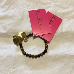 Lilly Pulitzer Faux Tortoise Bead Stretch Bracelet with Gold Charms